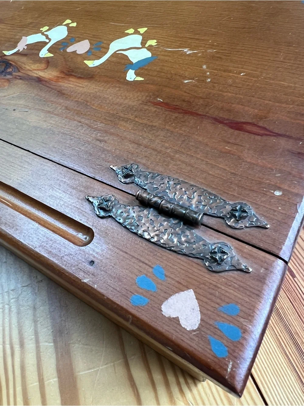 WOODEN LAP DESK/trinket/ JEWELRY BOX,PENCIL BOX, Very Unique, primitive